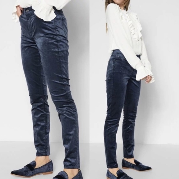 7 For all Mankind Velvet Ankle Skinny in Navy Jean - Picture 2 of 8